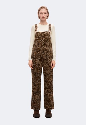 GAP, LOOSE OVERALL LEOPARD PRINT - Salopette en jean - brown