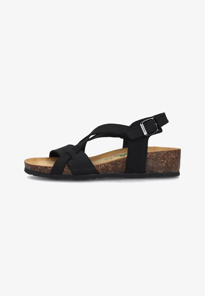 BioNatura Sandali con zeppa - black