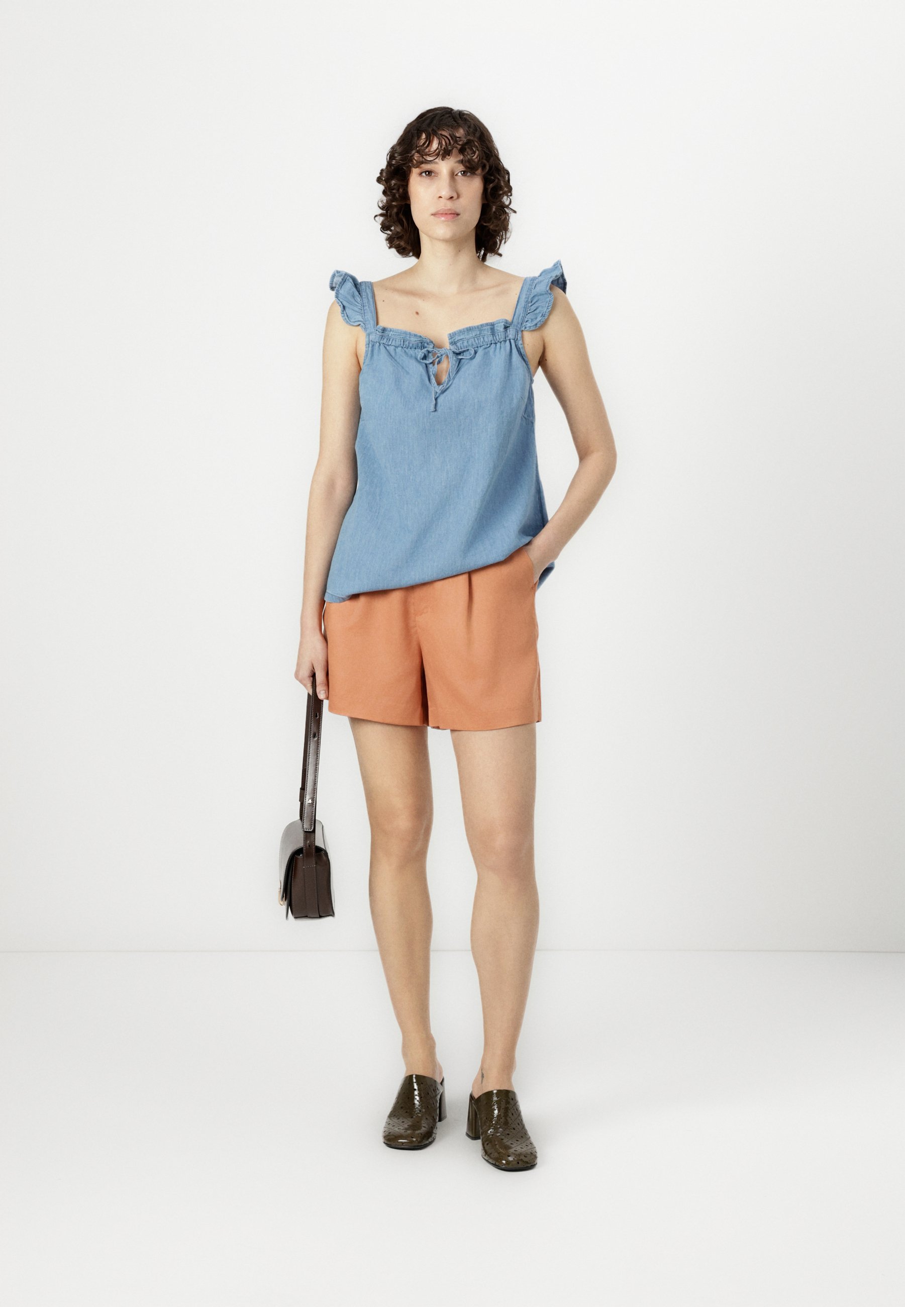 売れ筋商品|||イチ Tシャツ レディース トップス BARCY - Top - light blue chambray ICHI BARCY - Top - light blue chambray/light blue - Zalando