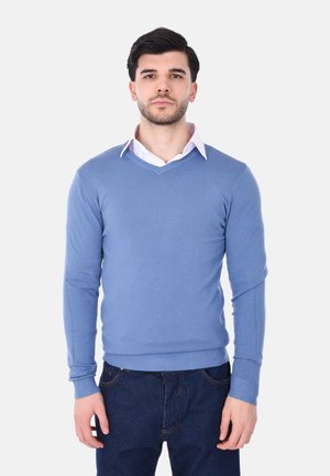 SCOLLO A V - Maglione - azzurro
