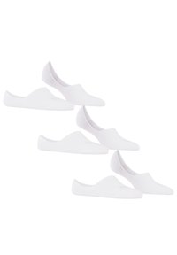 Hvite, slip-on sko med en glatt tekstiloverdel, lav profil, rund tå og minimal sømdetalj.