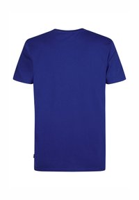 T-shirt a maniche corte di un vibrante blu, realizzata in cotone morbido, con scollatura rotonda e un retro semplice senza ulteriori dettagli.