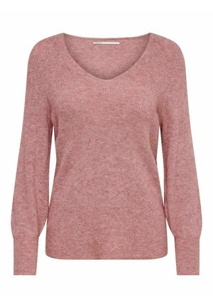 ONLATIA L/S V NECK CUFF  NOOS - Stickad tröja - dusty rose