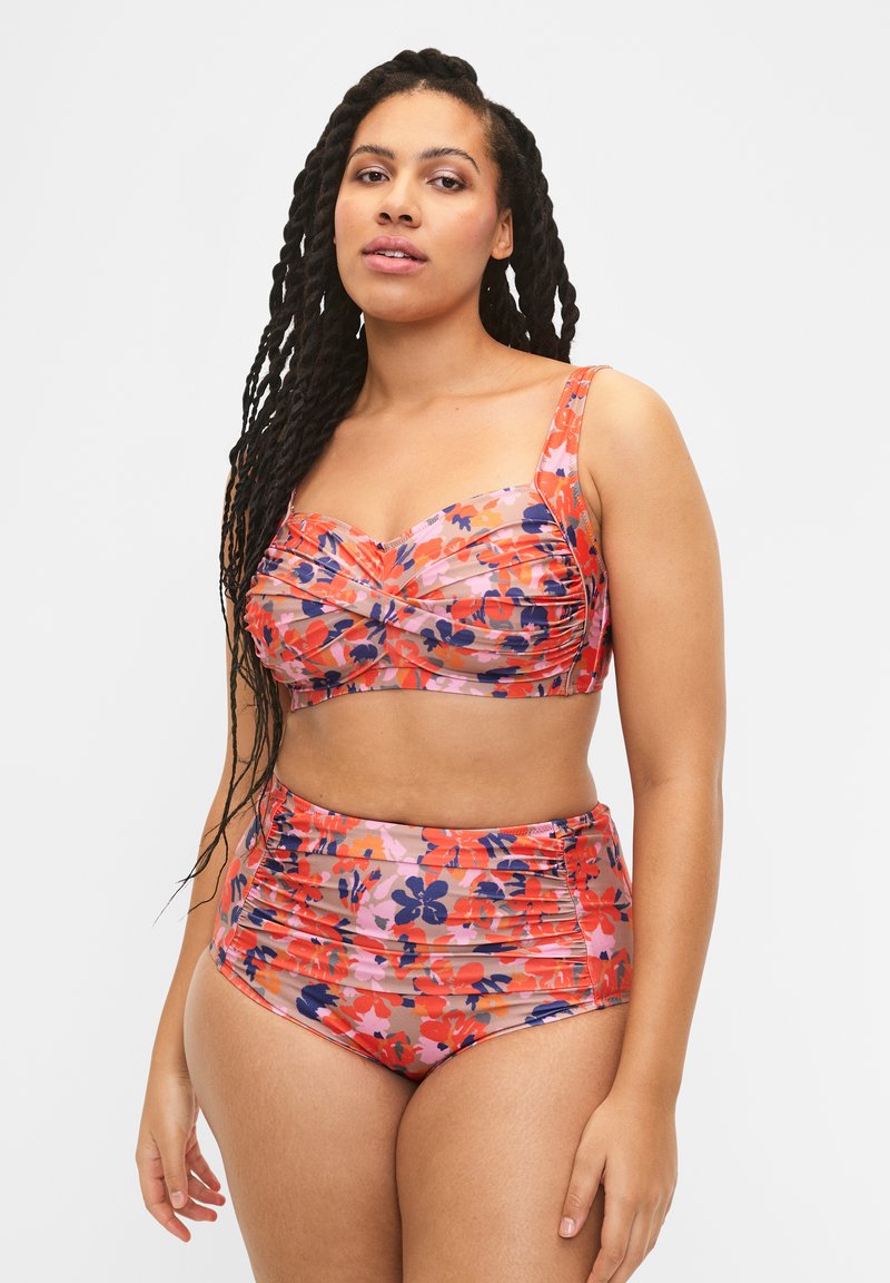 Zizzi - EXTRA HIGH-WAISTED WITH PRINT - Bikini-Hose - retro flower, Vergrößern