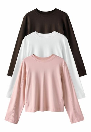 REGULAR FIT LONG SLEEVE CREW NECK 3 PACK  . - Bluză cu mânecă lungă - pink cream brown