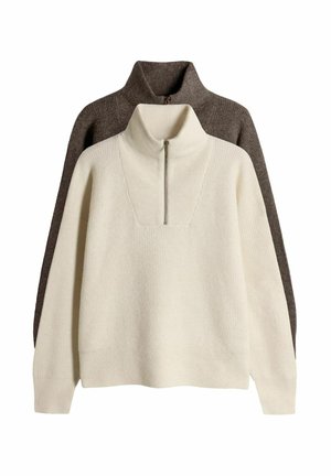 2 PACK - Striktrøje - cream/brown marl
