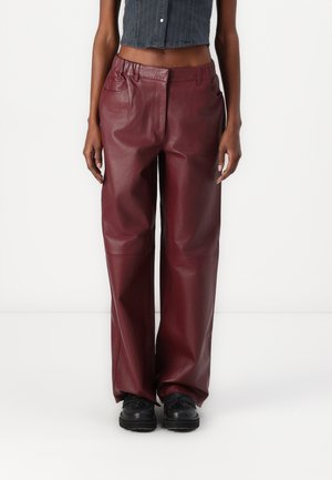Pantalon en cuir - bordeaux