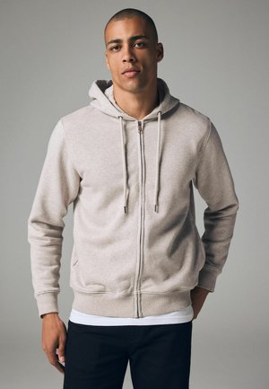 Next PREMIUM RICH - REGULAR FIT - Cipzáras pulóver - ecru