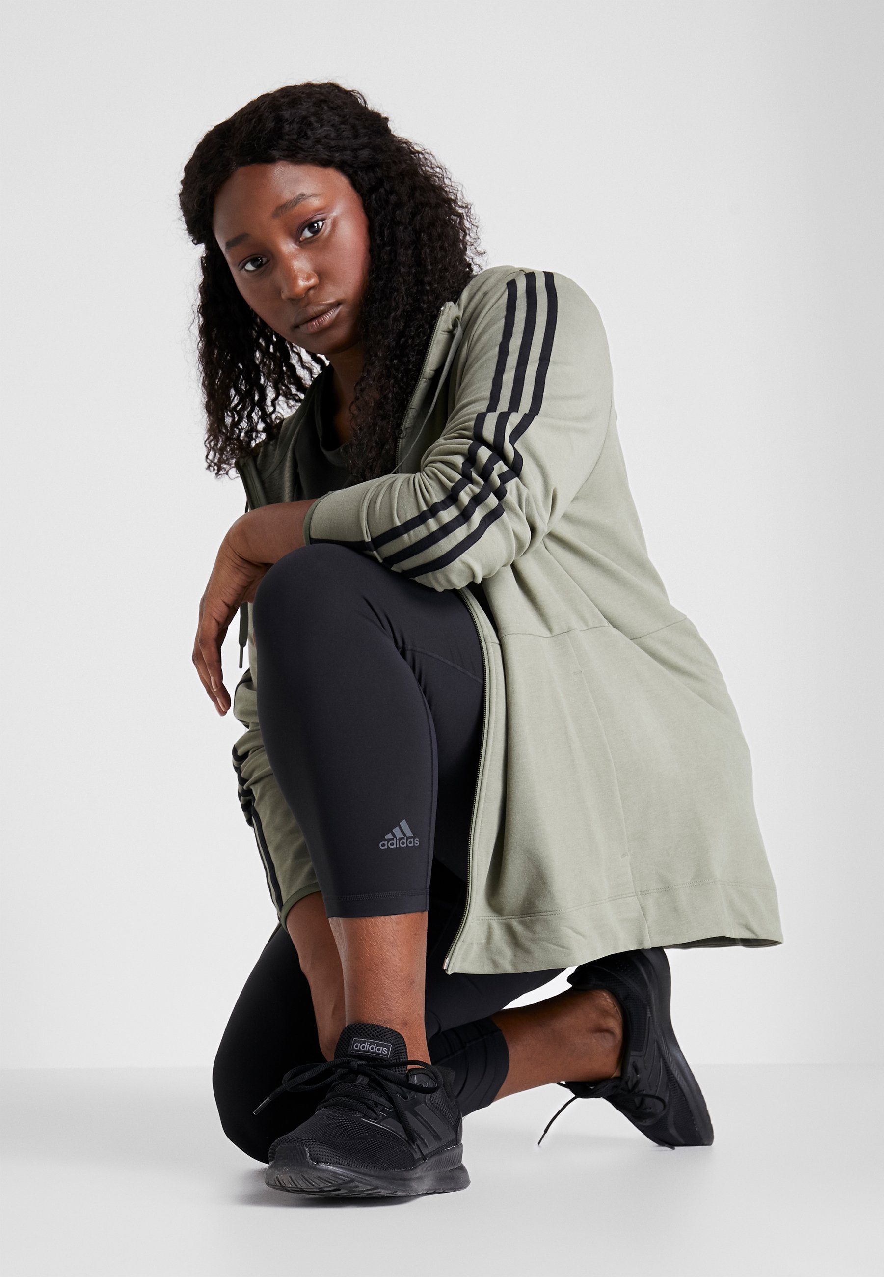 adidas Performance 3S HOOD Sweatjacke legend green adidas Performance 3S HOOD Sweatjacke legend green