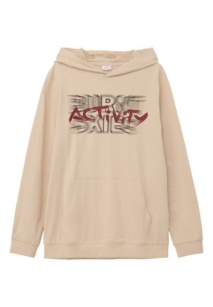 LONGSLEEVE MIT SCHRIFTPRINT - Sweat à capuche - beige
