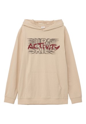 s.Oliver LONGSLEEVE MIT SCHRIFTPRINT - Hoodie - beige