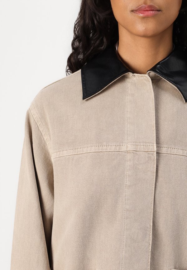 CONTRAST COLLAR JACKET - Denim jacket - beige4