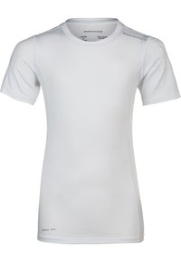 Hvid kortærmet træningsshirt lavet af 90% polyester og 10% elastan. Har "ENDURANCE" mærkning og "QUICK DRY" tekst på kanten.