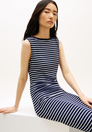 Tommy Hilfiger BOAT NECK SLIM MIDI BODYCON DRESS - Haljina od žerseja - breton dark night / ecru