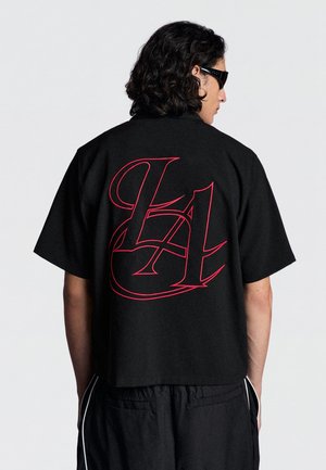 Bershka, EMBROIDERED SHORT SLEEVE - SHIRT - Skjorter - black