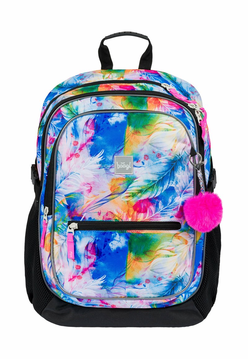 Baagl Ergo Schooltas voor jongens, 3-delig, ergonomische basisschool, rugzak, tornister met borstband, Flamingos., 39 cm x 17 cm x 27 cm, Schooltassenset