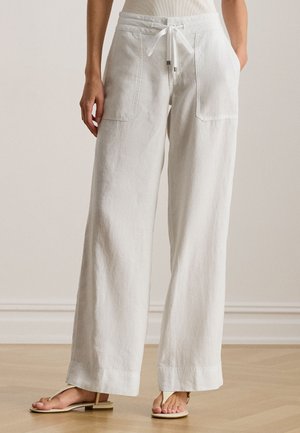 LINEN WIDE LEG PANT - Παντελόνι - white