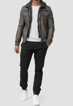 INDICODE JEANS, Veste en similicuir - dark grey