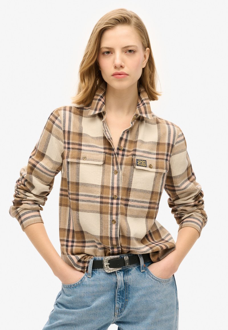 Superdry & Co Button-down blouse - beige cream check