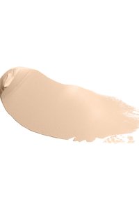 Liquid foundation swatch in light beige, smooth texture, matte finish, and a creamy application appearance with a slight sheen.