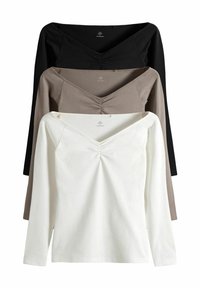 THE SET 3 PACK SWEETHEART NECKLINE - Ilgarankovis viršutinės dalies drabužis - black cream taupe brown