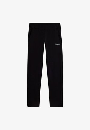 Pantaloni sportivi neri con tasche laterali e la parola "FREDDY" stampata in bianco sulla parte superiore della coscia.