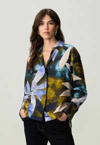 Next LONG SLEEVE - REGULAR FIT - Blus - blue green leaf print