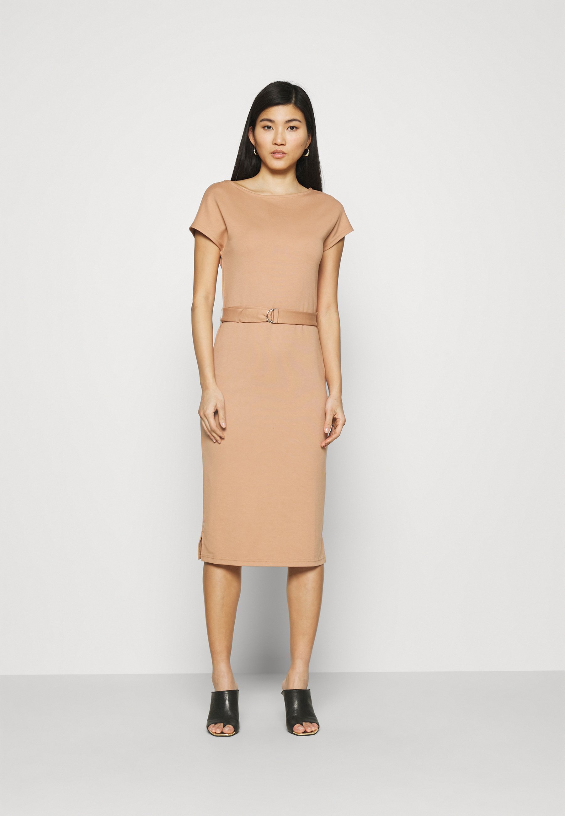 camel shift dress