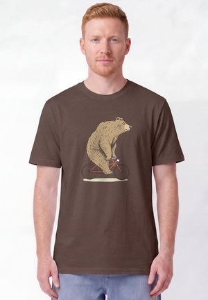 watapparel, FAHRRADBÄR UNISEX - T-Shirt print - mocha