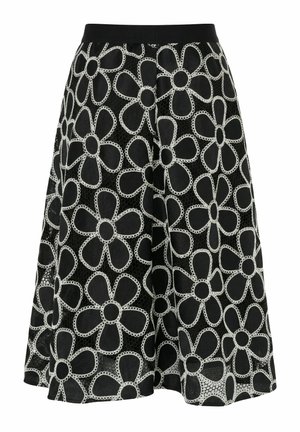 Ulla Popken, MIDI-ROCK, SPITZE, A-LINIE, ELASTIKBUND - Falda acampanada - black