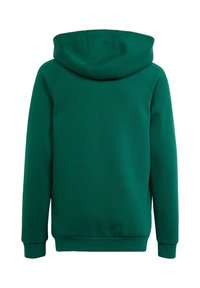 Grön huoodie i fleece, med en känguruficka, ribbade mudd och en avslappnad passform.