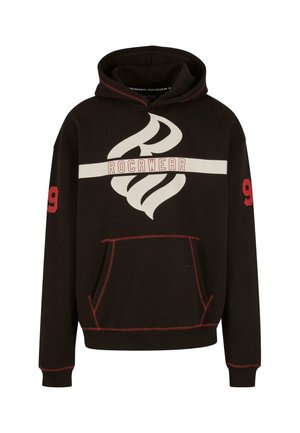 Mustat hupparit, joissa on punaisia yksityiskohtia. Sisältää suuren valkoisen Rocawear-logon ja punaisen numeron 9 hihaassa. Valmistettu pehmeästä kankaasta, jossa on etutasku.