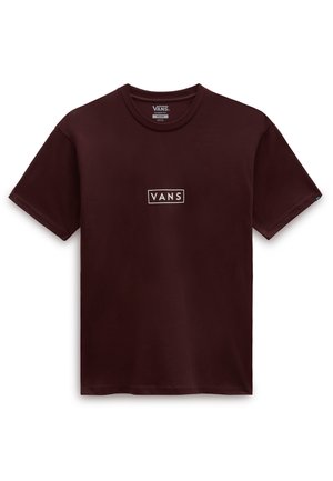 T-shirt Vans classique de couleur brun foncé, coupe classique, manches courtes, avec un petit logo Vans blanc centré sur la poitrine.