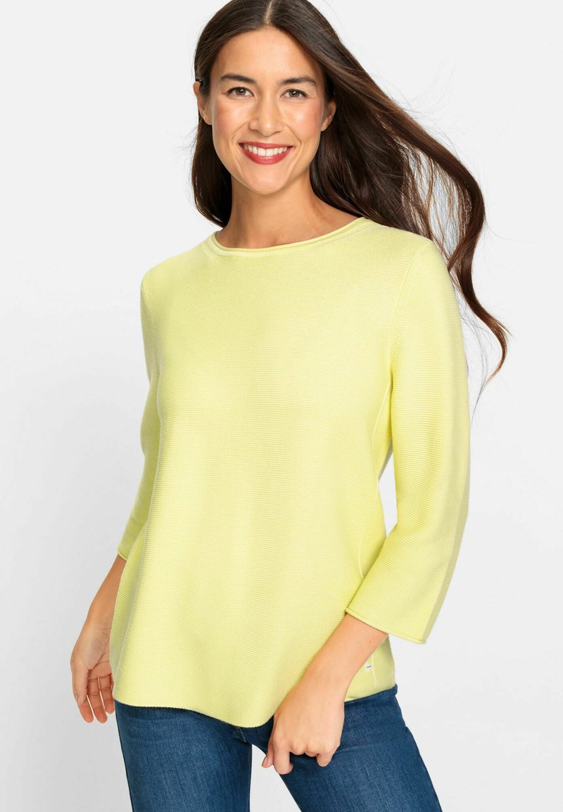 Olsen MIT RUNDHALSAUSSSCHNITT - Strickpullover - hellgelb