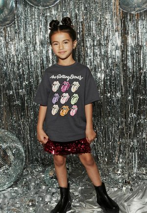 Next BAND LICENSE - T-Shirt print - charcoal grey sequin rolling stones