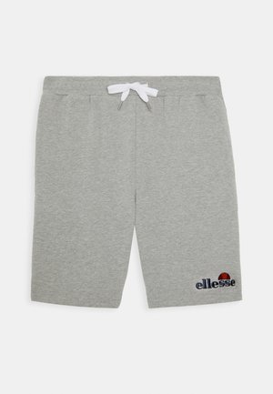 Hallid hallid puuvillased lühikesed püksid elastse vöökoha ja valge paelaga. Omavad brodeeritud "ellesse" logo ja ümarat esiletõstetud elementi punase ja sinisega.