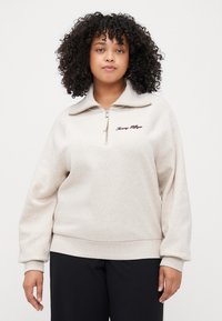 Tommy Hilfiger Curve CLASSIC SCRIPT ZIP - Sweatshirt - heather oatmilk