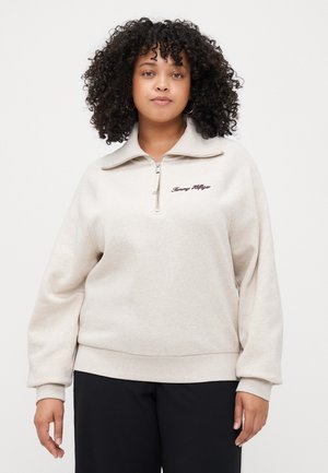 Tommy Hilfiger Curve CLASSIC SCRIPT ZIP - Sweatshirt - heather oatmilk