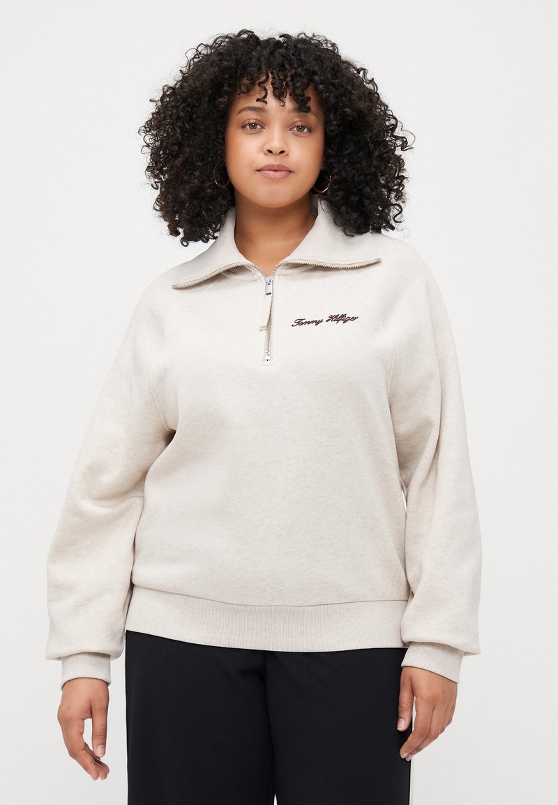 Tommy Hilfiger Curve CLASSIC SCRIPT ZIP - Sweatshirt - heather oatmilk