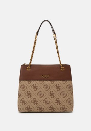 Guess BERTA ELITE SOCIETY CARRYALL - Cabas - latte logo/brown