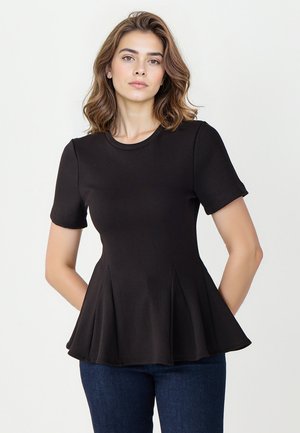 CYCLING COLLAR SHORT SLEEVE RUFFLED  - Blouse - black