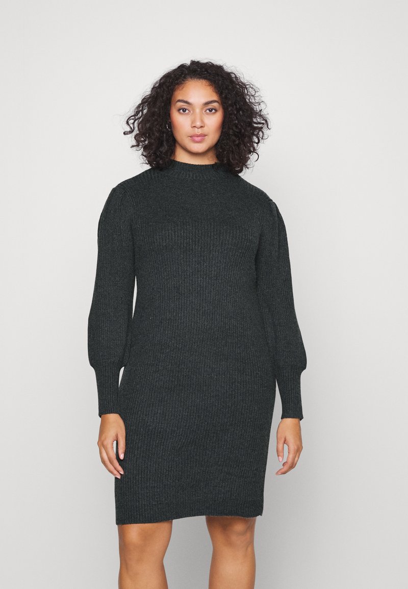 ONLY Curve ONCKATIA DRESS Jumper dress dark grey/mottled dark grey