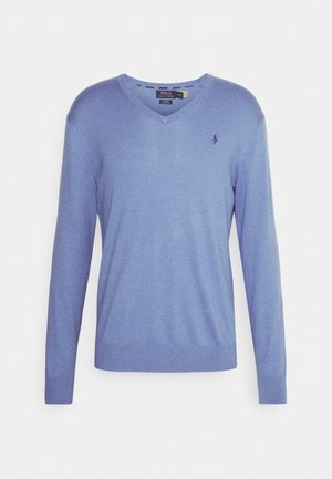 SLIM FIT COTTON V-NECK SWEATER - Maglione - harbor island blue heather