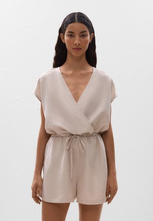 SHORT WRAP LINEN - Overal - stone