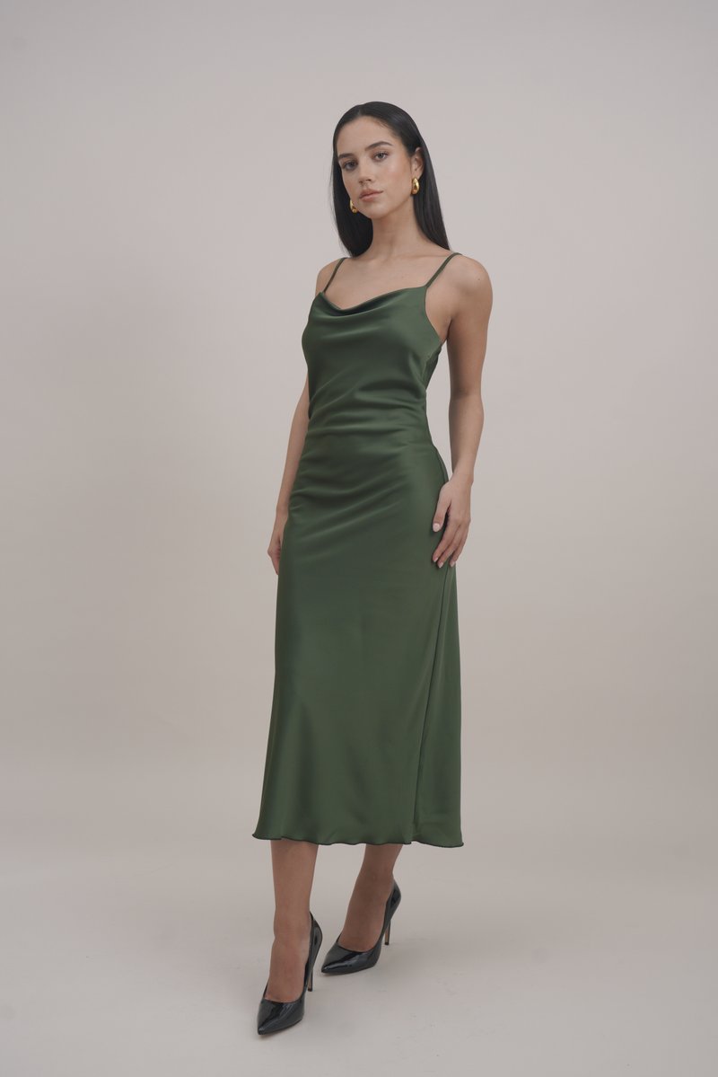 strapless open back dress A-Line Scoop Cap Sleeve Satin Green Cocktail Party Dress With V-Back O