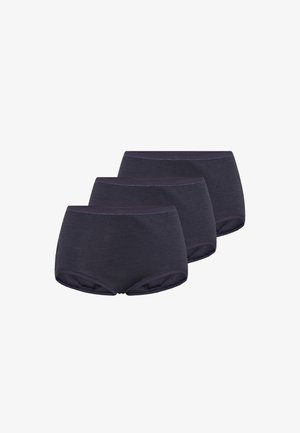 Mørkeblå bomuldsboxershorts med en glat tekstur, medium høj design og smal elastik. Sæt med tre, med sømløse kanter.