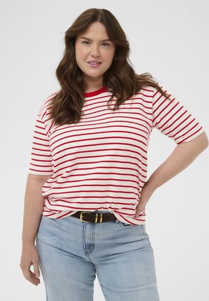 WINNI CONTRAST - Nyomott mintás póló - chalk w red stripes