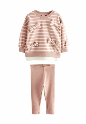 SET - REGULAR FIT - Legíny – nohavice - pink stripped padded bows