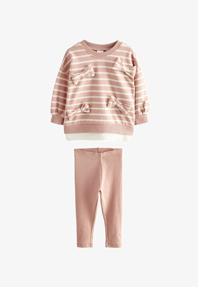 Next SET - REGULAR FIT - Legging (type pantalon) - pink stripped padded bows