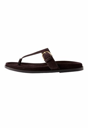 THE SET, REGULAR FIT - PREMIUM TOE THONG FOOTBED SANDALS . - Zehentrenner - brown suede